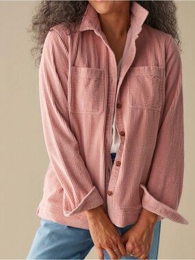 L.L. Bean Shacket Pink Mauve Corduroy Button Up Casual Shirt Jacket Women’s M